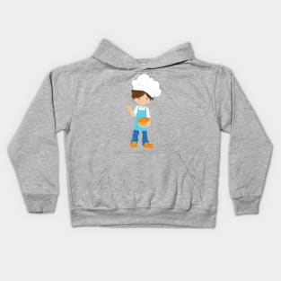 Baking, Baker, Pastry Chef, Cute Boy, Brown Hair Kids Hoodie